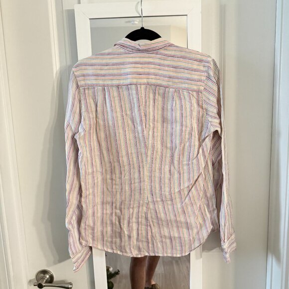 Frank & Eileen 100 Percent Linen Button-Up Shirt – Rainbow Stripe – Size Medium - Picture 5 of 5